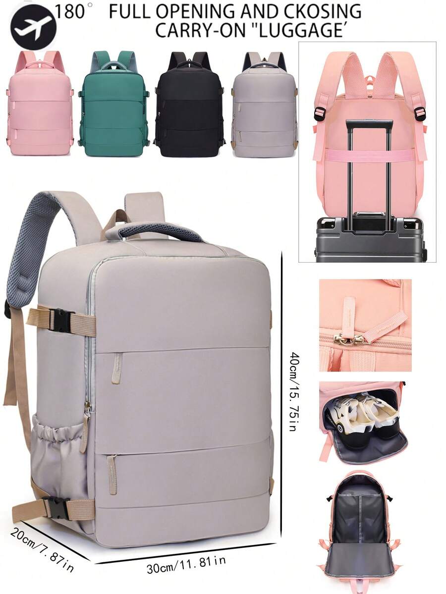 1 chiếc balo du lịch cỡ lớn, nhiều ngăn, khóa kéo, chất liệu nylon chắc chắn, phù hợp cho nữ và đi làm hàng ngày.
