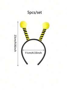 3/5 piezas Diadema dorada para fiestas - Accesorio de disfraz de dibujos animados lindo, Diadema de abeja, Diadema de abeja con temática animal para fiesta de cumpleaños, Accesorio para el cabello de abeja para fotografías y decoración de eventos temáticos, Accesorio para el cabello de abeja para festivales - Ver 8