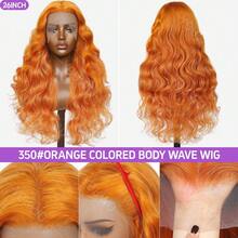 Tóc giả ren phía trước trong suốt HD 13x4, mật độ 200%, dài 34 inch - Màu cam gừng, kiểu sóng nhẹ, không cần keo dán, đường chân tóc đã được tỉa sẵn | Kiểu dáng tự nhiên cho cả nam và nữ, mọi sắc tộc, tóc giả ren phía trước pha trộn, tóc giả tổng hợp, tóc giả ren phía trước bằng tóc Brazil. - S350 - Xem 3