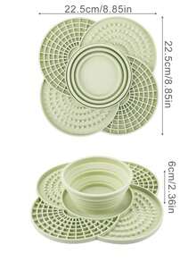 便携式可折叠防呛防溢硅胶舔食垫宠物慢食碗，猫狗食物和水碗 - 彩色 - 查看 2