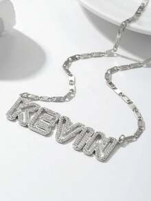 Dây chuyền tên đính kim cương theo yêu cầu, Dây chuyền tên lấp lánh, Dây chuyền cá nhân hóa, Dây chuyền tên vàng, Quà tặng Ngày của Mẹ, Quà tặng trang sức thiết kế riêng cho phái nữ - Dây chuyền kim cương nguyên khối kiểu 5 - Xem 9