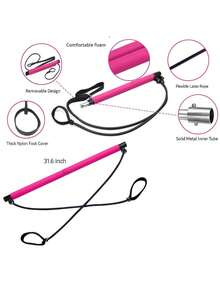 Pilates Stick Multifunctional Fitness Stick Yoga Pilates Equipment Home Elastic Exercise Resistance Band Glute Trainer - Multicolor - View 1