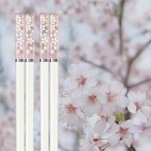 5色櫻花白筷子，防滑且可重複使用櫻花白筷子，適用於餐廳、家庭、派對、戶外野餐和聖誕禮物-創意廚房用品，方便用餐 - 查看 6