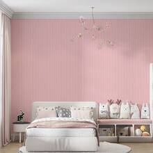 Paper and Wall Self-Adhesive Vinyl Striped Wallpaper With Floral Slatted Panel, Modern Decoration For Bedroom And Living Room - Best Sellers - Màu hồng có gân - Xem 2
