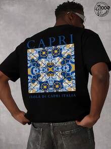Camiseta de Cuello Redondo Estampada 100% Algodón para Hombre - Tela Ligera y Transpirable, Corte Clásico, Hombros Caídos - Ideal para Deportes de Verano, Vacaciones en la Playa o Salidas Casuales - Blanco - Ver 7