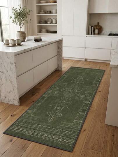 1pc Vintage Nordic Luxury Geometric Striped Abstract Pattern Rug, Soft Washable Carpet For Hallway, Bathroom, Kitchen, Entryway, Corridor, Bedside, Living Room, Bedroom, And More, Home Decor