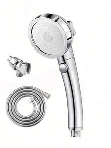 1 Set High Pressure Handheld Shower Head With Pause Switch And 3 Spray Modes, Detachable For Camping Shower, Adjustable Bracket And Hose, Suitable For Bathroom Accessories And Supply, For Shower Or Bathtub Use Only - sliver-1pc - View 14