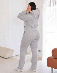 Women's Plus Size Set: Pants And Blouse - 灰色 - 查看 4