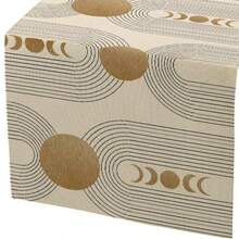 Bohemian Style Table Runner, Medieval Modern Abstract Geometric Golden Sun & Moon Table Cloth, Suitable For Party, Restaurant, Living Room, Kitchen, Home - Multicolor - View 11