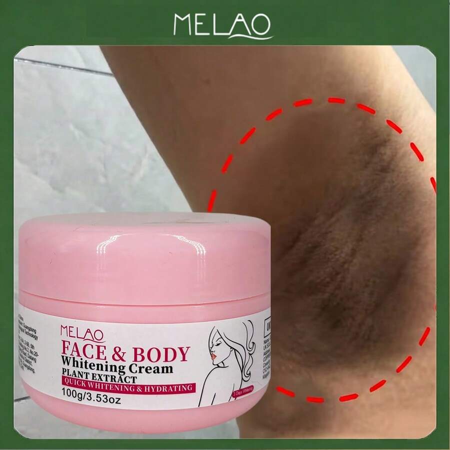 MELAO 美白霜，面部及身体亮白霜，快速美白保湿，均匀肤色，淡化色斑，蕴含植物萃取精华，适合所有肤质，100克/3.53盎司 - 粉色 - 查看 1