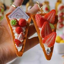 独特甜甜圈面包咖啡手机挂件 可爱创意仿真食物吊坠钥匙扣 奢华手机挂绳 - 彩色 - 查看 4