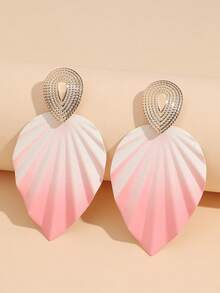 1 Pair Ombre Leaf Design Exaggerated Earrings, Fashionable And Versatile For Daily Wear - Leaves - View 3
