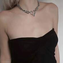 Y2K Punk Silver Hollow Flame Heart Pendant Women's Hip Hop Party Jewelry Gift - Xám thép - Xem 7