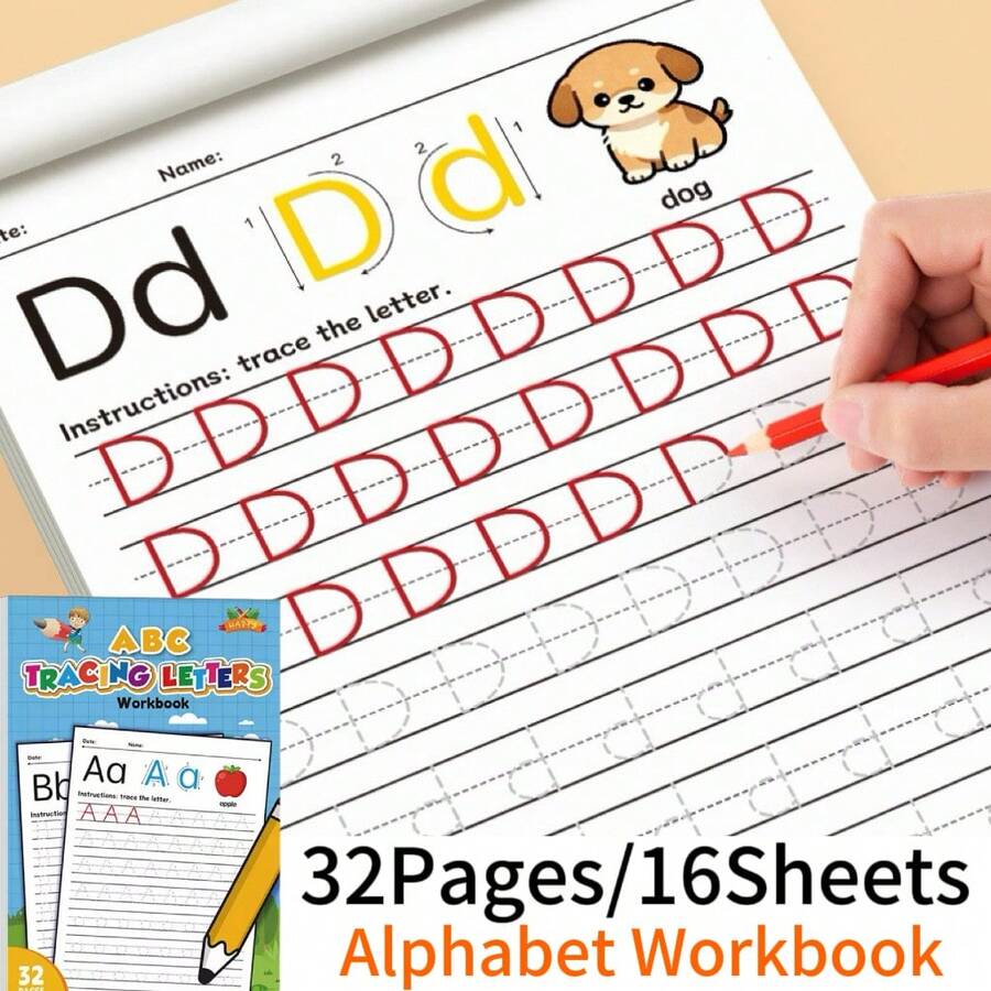 One A-Z Alphabet Practice Book, 32-Page English Calligraphy Copybook, English Handwriting Exercise Notebook. Perfect For Students As Stationery And School Learning Supplies, And An Ideal Gift For The Back-To-School Season, Christmas, Study Rewards, Festivals And Birthdays.