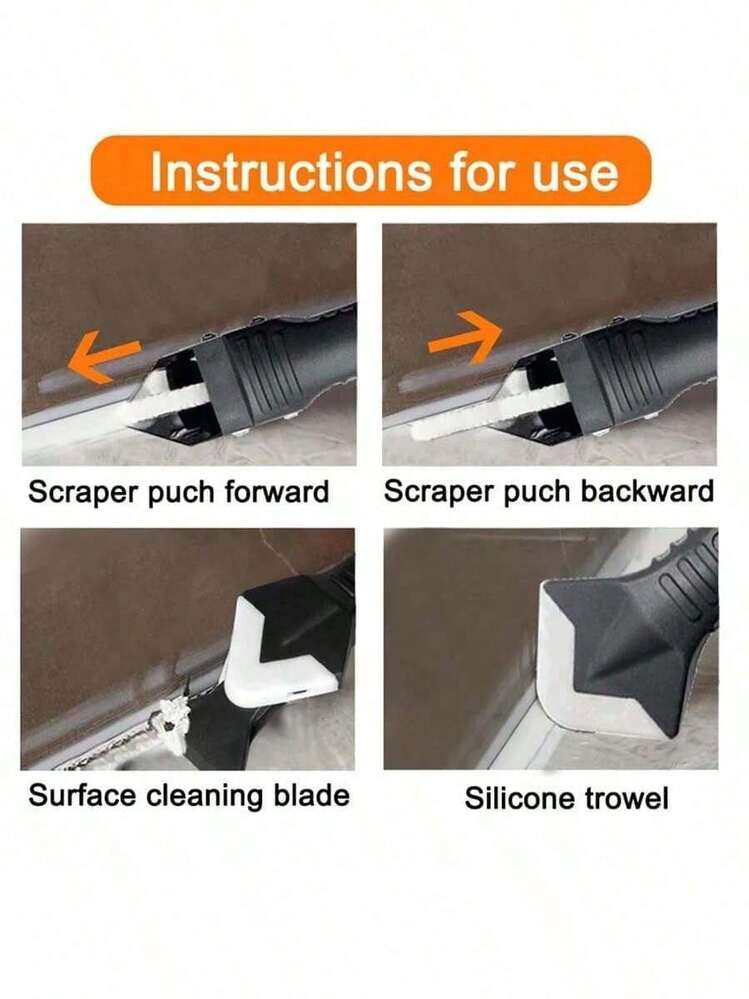 5-In-1 Silicone Scraper Tool Set, Suitable For Caulk Removal, Polishing, Grouting, Floor Cleaning, Manual Tool Kit, Suitable For Men - Multicolor - View 2