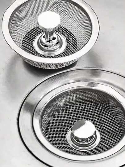 3.3 Inch Stainless Steel Sink Strainer With Handle And Stopper, Durable Mesh Filter Basket Stopper, Sink Protector, Food Waste Collector, Kitchen Essential, Home Maintenance, Silver Kitchen Accessory