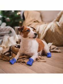 4双小型犬防水鞋套，速干低吸水性，保护爪子，圣诞礼物 - 彩色 - 查看 12