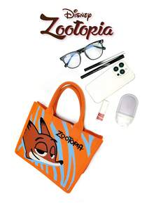 Disney Bolso de mano de punto con diseño de dibujos animados, diseño plegable portátil, adecuado para combinar a diario, compras, fiestas, regalos de vacaciones - Naranja - Ver 8