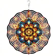 1pc 3D Mandala Wind Spinner With American Flag Design - Bird Repellent & Rotating Wind Chime, Battery-Free, Feather-Inspired Outdoor Decor - A - View 11
