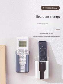 1pc Remote Control Holder, Wall-Mounted Phone Stand And Storage Rack, Bedroom Self-Adhesive Storage Box, Plastic Charging Stand And Remote Control Holder, Wall-Mounted Air Conditioner Remote Control Storage Box, Silicone Wall-Mounted Remote Control Organizer, No Drilling Required, Odorless, Durable TV And Air Conditioner Remote Control Storage Rack, Multi-Function Storage Box (Different Batches Do Not Affect Use) - Multicolor - View 4