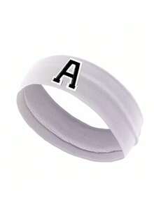 1PC A-Z Letter Custom Monogram Pink Headband For Women, Non-Slip Design Soft Yoga Sweatband, Stylish Women's Hair Bands & Fillet For Workout Beach Accessories Summer Outfits - White - View 5