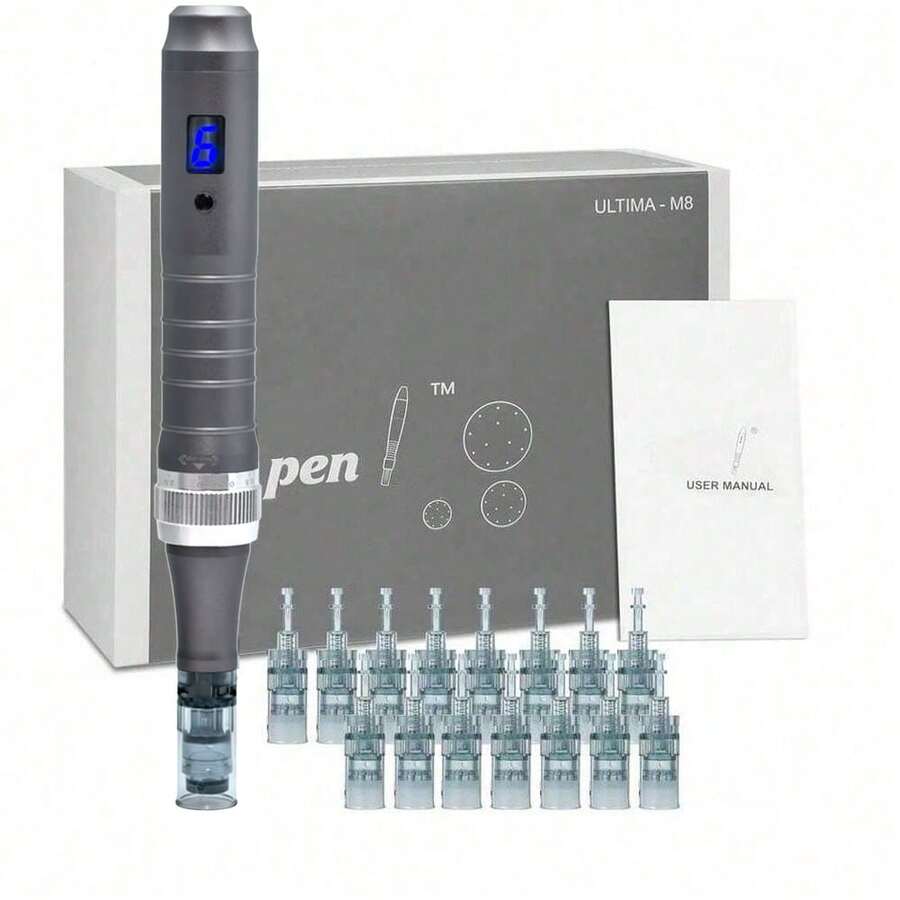 Dermapen Ultima M8 专业微针笔，配有 12 个 11/16/24/36/42 针头的针筒 - 灰色 - 查看 1