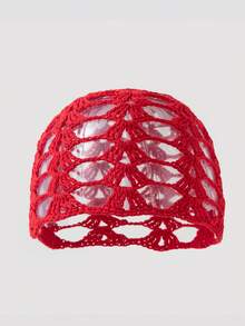 1pc Women's Bohemian Style Lightweight Hollow Crochet Knit Hat, Suitable For Beach, Seaside, And Daily Wear, Spring/Summer,Vacation - A - View 11