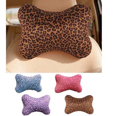 2pcs/1pc Car Headrests, Neck Pillows, Leopard Print Soft Headrests, Suitable For All Season Driving, Home And Office Seats, Relieve Neck Pain And Pressure Car Pillow Car Seat Cushion