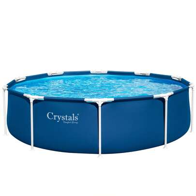 Crystals Round Frame Swimming Pool 305 X 76cm Large Garden Outdoor Family Pool Metal Frame Portable Summer Splash Pool