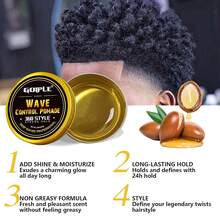 Goiple Water‑Based 360 Wave Training Pomade For Men, Silky Smooth Non‑Greasy Application, Long‑Lasting Strong Hold Grease, Easy Wash, Frizz Control, Premium Silky Wrinkle‑Resistant Durags, Wave Brushes,Deep Moisture Short Coarse Curly, Barber Wave Hairstyle - 5pcs-blue Set - View 6