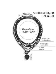 4 cái/bộ Đơn giản Retro Bằng phẳng Con rắn Chuỗi Hợp kim Vật rủ xuống Với Lobster Clasp Dây chuyền Bộ đồ , Đối với Xếp chồng & Phân lớp , Mặc hàng ngày & Quà tặng lễ hội - màu đen - Xem 5