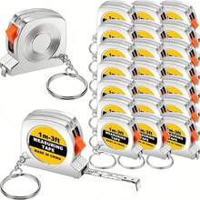 1/15pcs Mini Retractable Tape Measure Keychain With Sliding Lock - 1m/3ft Small Ruler, Pocket-Sized Keyring Tool Slogan Solid Color Casual Stainless Steel Halloween Accessories Teachers Day Christmas Gift Ideas Bag Accessories Lanyards With Id Holder Car Accessories Bag Charms - Bạc - Xem 8