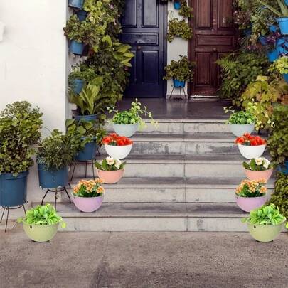 2 Stück Set Blumentopf beinhaltet 1 Topf, 1 Abtropfschale, 1 Ablauflochstöpsel & 1 Aufhänge-Kette, Innen- und Außenbereich, Hängepflanzentopf für Zuhause, Garten, Balkon, Terrasse, multifunktional, stabil, praktisch, platzsparend, vielseitig, dekorativ