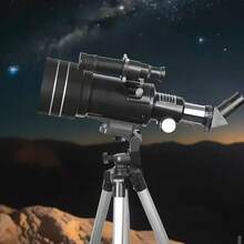 F30070 Telescópio Astronômico Profissional, Telescópio Refrator de 70mm de Abertura, Adequado para Iniciantes em Astronomia, com Suporte para Câmera, Presente Ideal para Fotografia de Viagem e Adultos/Estudantes, Equipamento de Camping - Preto - Visão 2