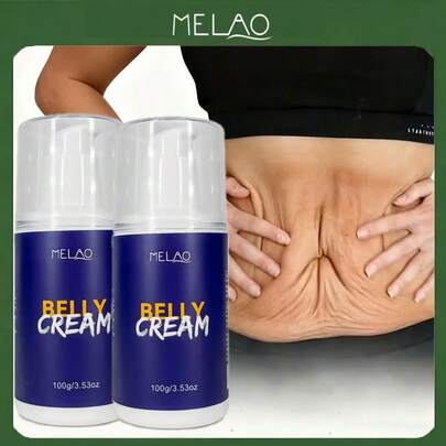  MELAO Bauchcreme, geeignet für Bauch, Po, Oberschenkel, enthält natürliche Öle, feuchtigkeitsspendend und straffend, 100g/3,53oz
