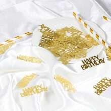 100片金色生日快乐彩色纸屑，生日派对装饰，适用于婴儿/成人派对餐桌撒布 - 均碼 - 查看 9