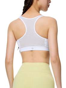 CAMEL CROWN Women's Sports Bra, Shock-Absorbing Running Bra, Lightweight High-Support Front Zipper Yoga Bra - Pure White - View 5