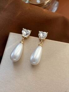 1 Đôi bông tai dáng giọt nước sang trọng bằng nhựa, thích hợp làm trang sức dự tiệc và ngày lễ cho nữ - Một đôi bông tai hình giọt nước - Xem 5