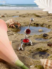 1个贝壳心形肚脐环，性感甜美的身体饰品，穿刺配件 - 彩色 - 查看 11