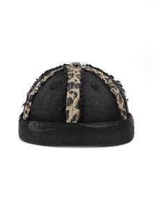 1pc Men Hip Hop Lightweight Docker Cap, Leopard Print Patchwork With Frayed Edges, Adjustable Hook And Loop Closure, Edgy Street Style, Perfect For Suitable For Daily Outings.,Summer,Beach,Holiday - Multicolor - View 9
