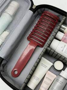 1pc 25cm Hollow Ventilated Hair Brush - Red Non-Slip Handle, Round Bristles, Ventilated Design, Quick Drying, Suitable For Wet/Dry Hair & All Hair Types - Red - View 7