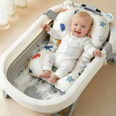 1件婴儿浴垫 - 新生儿浴架浴缸网吊床，可调节舒适防滑，三点式婴儿淋浴网，适用于浴缸、洗手池、浴架，是送给准妈妈的完美礼物