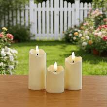 2pcs Plastic High-End Realistic LED Ivory White Flameless Candles, Suitable For Holidays, Parties, Home Decor, Weddings - Beige - View 2