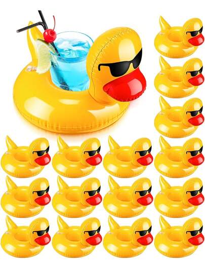 Bộ 2 phao hình vịt vàng mini bơm hơi, có thể tái sử dụng, thích hợp cho tiệc bể bơi, tiệc mùa hè, sinh nhật, đám cưới, bồn tắm nước nóng, hồ, biển, dành cho cả nam và nữ.