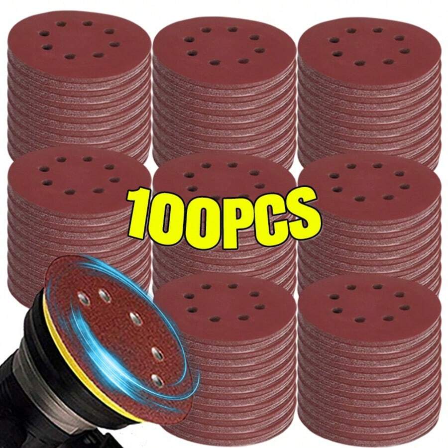 100 đĩa mài nhám 8 lỗ, đường kính 125mm, độ nhám 80~3000, thích hợp cho máy mài quỹ đạo ngẫu nhiên. - Nhiều màu - Xem 1