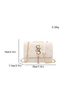 Women's Fashion Solid Color & Printed Wide Strap Tote Shoulder Bag - Beige - View 9