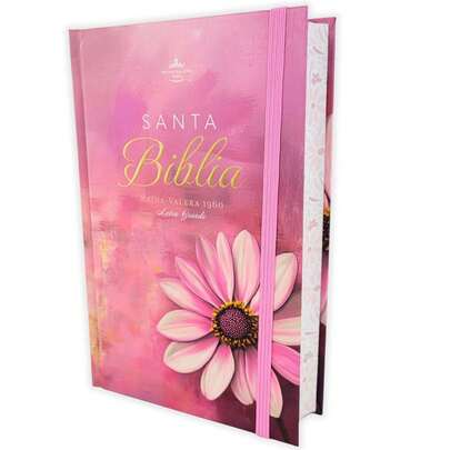BERACA Biblia RVR60 Flor Rosa Tapa dura, tamaño manual, tamaño de letra de 12,5 puntos
