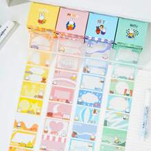 1 pieza Bloc de notas reutilizable y transparente con tema de Miffy, patrón aleatorio, adecuado para la celebración de Pascua y como regalo de estudio/oficina diario - Multicolor - Ver 2