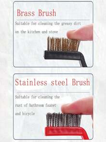 Bộ 3 bàn chải vệ sinh bếp bằng thép không gỉ - Bàn chải lông bằng thép không gỉ/nylon/đồng thau dùng để làm sạch các bộ phận và không gian nhỏ. - Nhiều màu - Xem 8