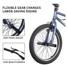 AYAYM 20 Inch BMX Bike Freestyle BMX Bicycle With Black Steel Frame, 360° Rotatable Handlebar, Front & Rear Pegs, Aluminium Rims, Dual Brakes, For Teens & Adults - Grey - View 5
